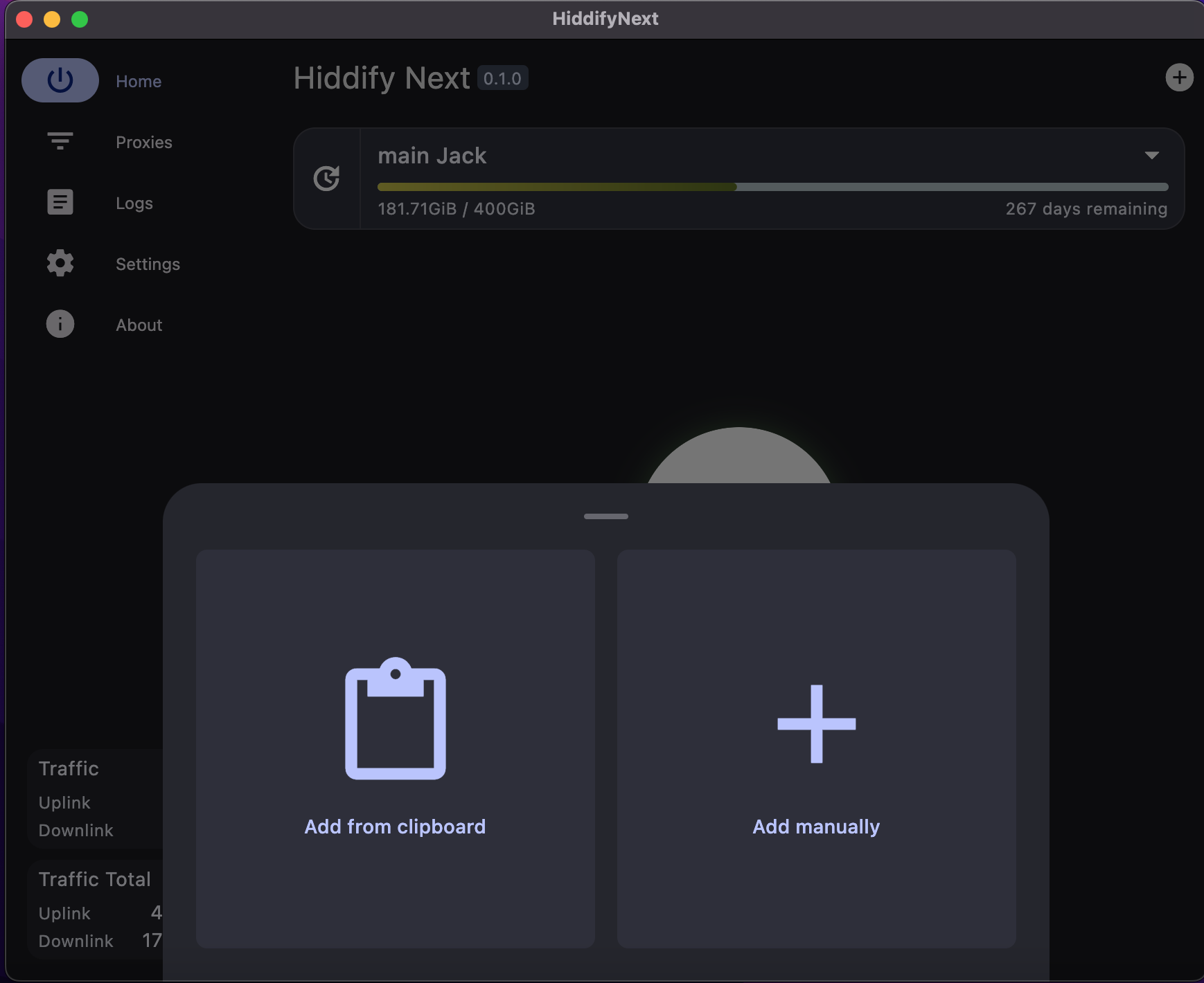 Hiddify Windows — добавление профиля